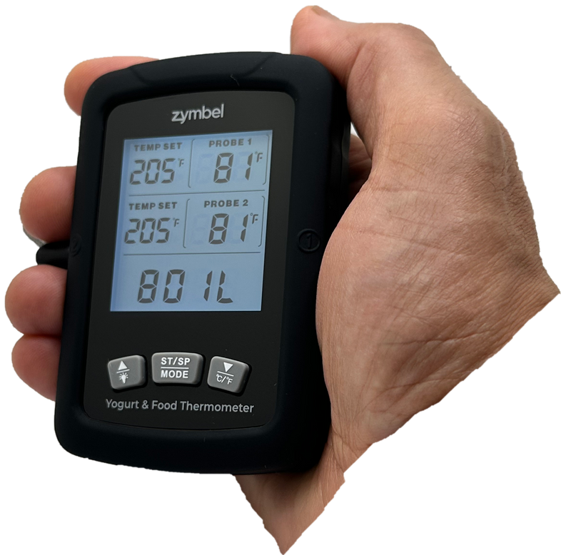 Compact dual probe meat and yogurt thermometer